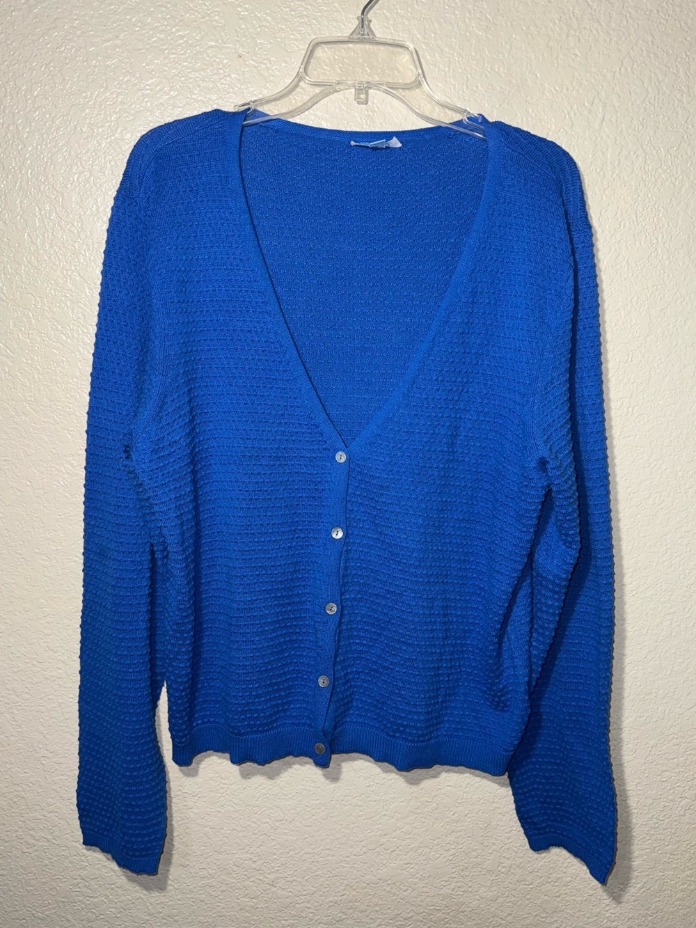 Draper James RSVP Blue Textured Button Front Cardigan XL Preppy
